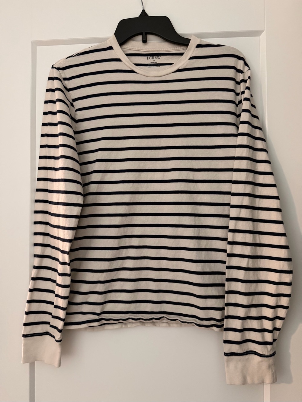 J. Crew Men Washed Striped Crewneck Tee - Beige and Black Striped